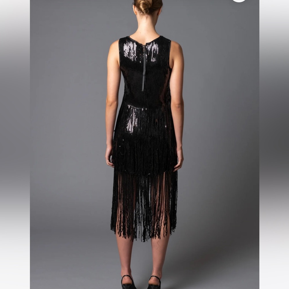 Le Superbe Size 6 NWT Stunning Volcanic Glass Fringed top, lined, back zipper - Picture 14 of 15